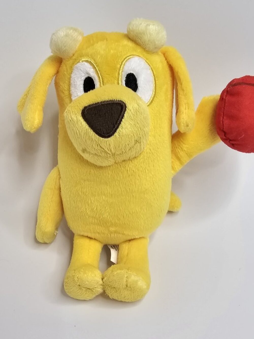 Bluey Friends Lucky Plush Yellow Lab Dog Stuffed Animal Toy with Football 8"